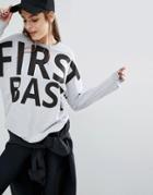 First Base Oversized Logo Sweat - Gray