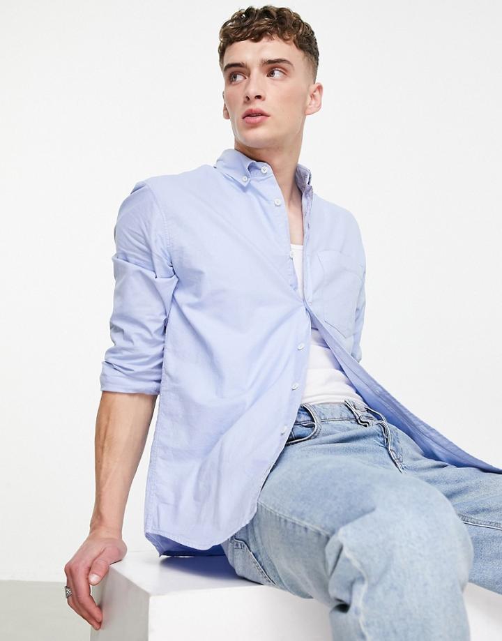 Pull & Bear Smart Oxford Shirt In Blue