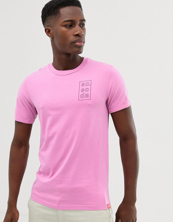 Scotch & Soda Streetwear-inspired Tee With Logo Artworks - Pink