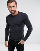 Hugo San Paolo Slim Fit Extra Fine Merino Knitted Sweater In Charcoal - Gray