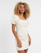 Topshop Mini Dress With Puff Sleeves In Ditsy Print-multi