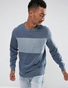 Abercrombie & Fitch Crew Neck Sweatshirt Chest Stripe In Navy - Navy