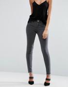 Asos Lisbon Mid Rise Jean In Gray With Zip Back Hem - Gray