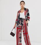River Island Wide Leg Pants In Scarf Print - Red