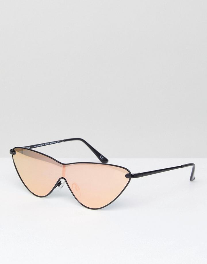 Asos Metal Extreme Cat Eye Sunglasseswith Rose Gold Flash Lens - Gold