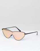 Asos Metal Extreme Cat Eye Sunglasseswith Rose Gold Flash Lens - Gold