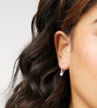 Kingsley Ryan 10mm Huggie Hoop Earrings With Crystal Heart In Sterling Silver