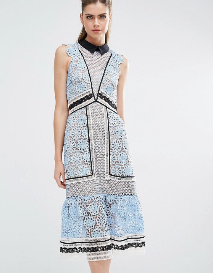 Self Portrait Floral Panel Midi Dress