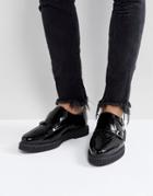 Asos Monk Creeper Shoes In Black Leather With Quilted Detail - Black
