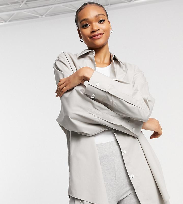 Collusion Oversized Shirt In Stone-neutral