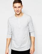 G-star Long Sleeve Top Riban Grandad Fabric Placket In Gray Heather - Gray Htr