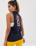 Asos 4505 High Neck Top With 4505 Logo-navy