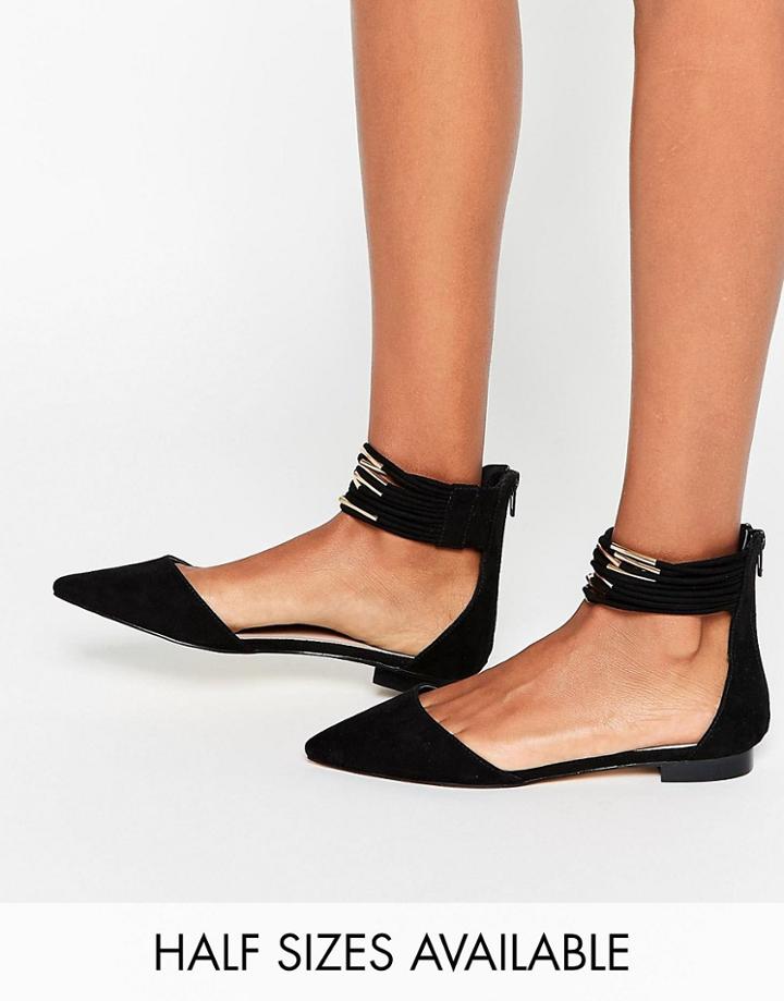 Asos Lucia Pointed Ballet Flats - Black