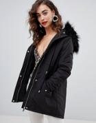 New Look Parka Coat - Black