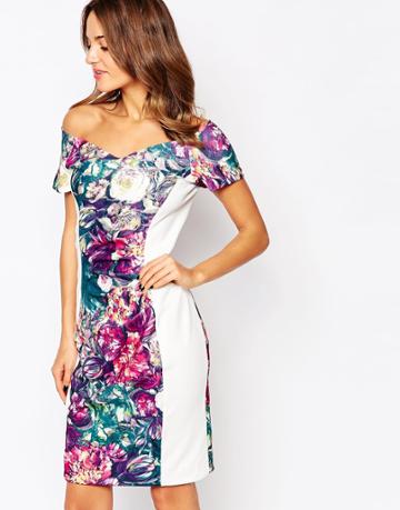 Amy Childs Flora Paneled Midi Dress - Multi