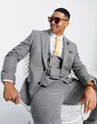 Harry Brown Wedding Slim Fit Tweed Wool Mix Suit Jacket-gray