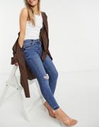 River Island Amelie Skinny Jeans In Medium Blue-blues