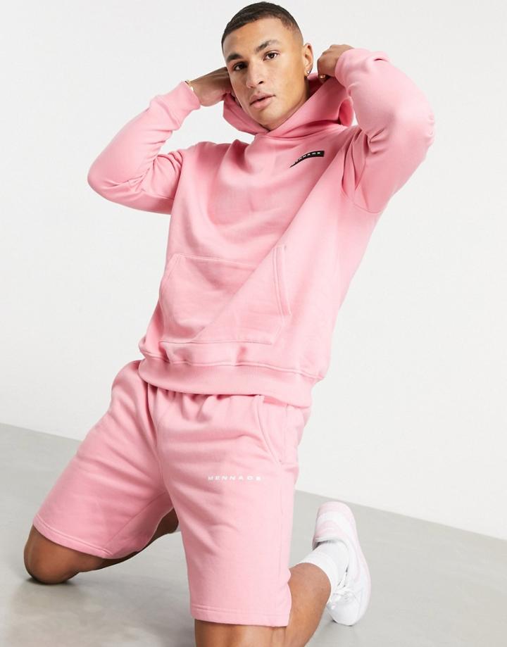 Mennace Jersey Shorts With Rubber Logo In Pink