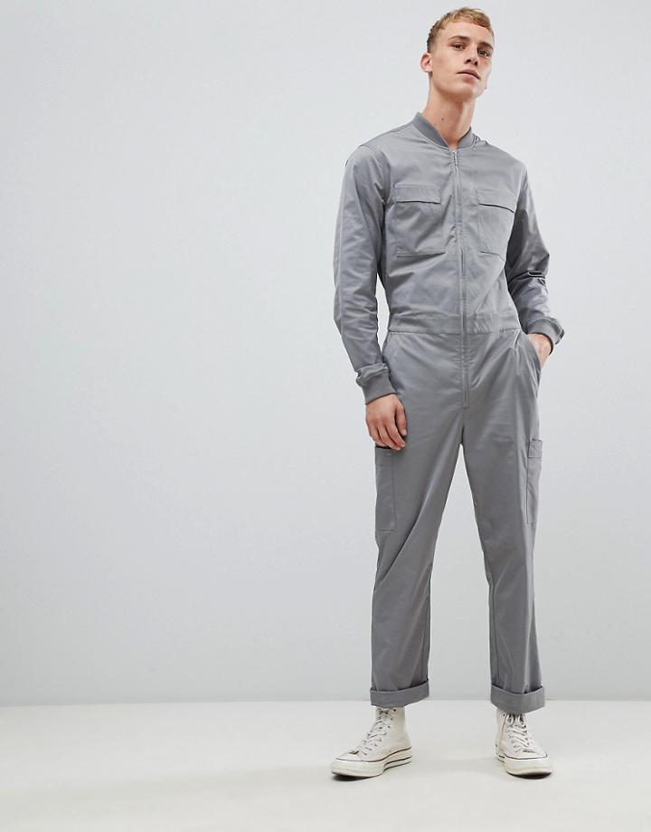 Asos Design Boiler Suit In Gray - Gray