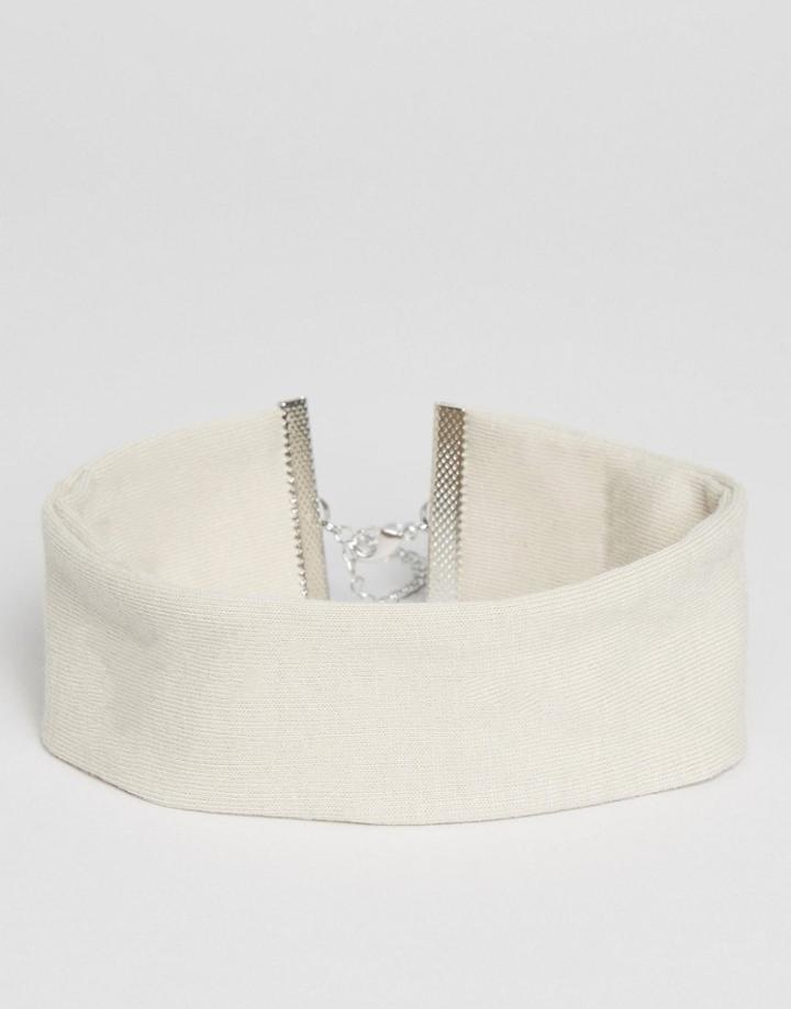 Asos Wide Jersey Choker Necklace - Beige