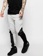 Criminal Damage Skinny Joggers With Panelling - Gray