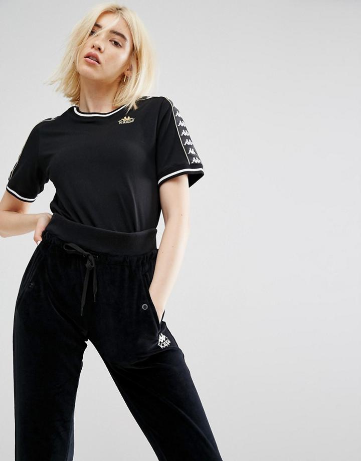 Kappa Oversized T-shirt With Sports Logo Tape - Black