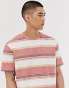 Asos Design Relaxed Fit T-shirt In Retro Stripe - Multi