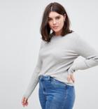 Asos Design Curve Ribbed Sweater In Fine Knit - Stone
