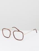 Asos Clear Lens Aviator Glasses In Crystal Brown - Brown