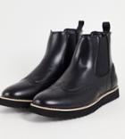 Truffle Collection Wide Fit Chelsea Boots In Black Faux Leather