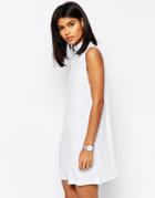 Asos Ribbed Drop Armhole Dress - White