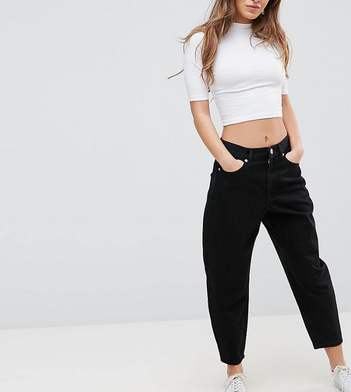 Asos Petite Balloon Leg Jeans In Washed Black - Blue