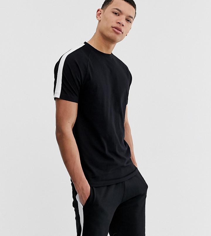 Brave Soul Tall Side Stripe Jersey T-shirt - Black