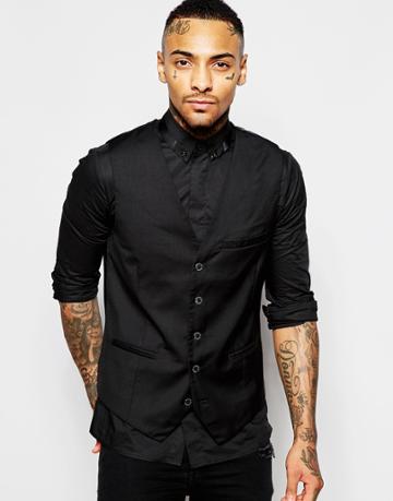 Rogues Of London Vest In Skinny Fit - Black