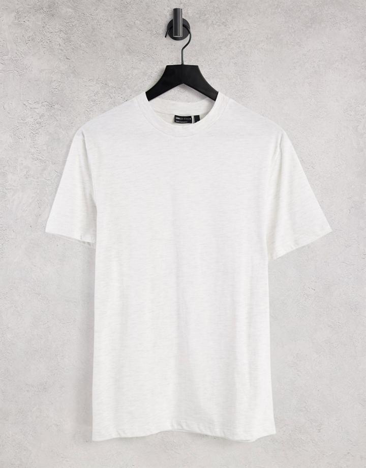 Asos Design Organic T-shirt With Crew Neck In White Heather