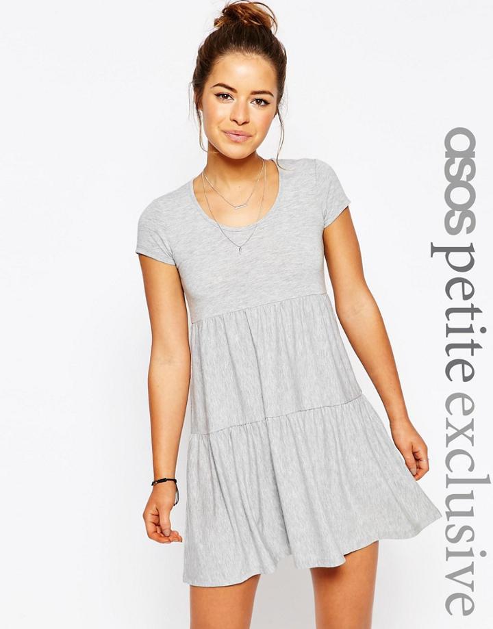 Asos Petite Simple Tiered Smock Dress - Black