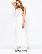 White Sand Fiji Lace Maxi Dress With Strap Detailed Front - White