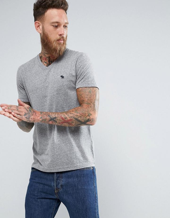 Abercrombie & Fitch Slim Fit T-shirt Pop Icon V-neck In Gray Marl - Gray