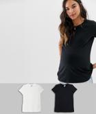 Asos Design Maternity Ultimate T-shirt With Crew Neck In 2 Pack Save-multi