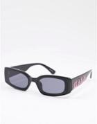 Skinnydip X Nella Rose Flame Rectangular Sunglasses In Black And Pink