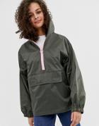 Asos Design Over The Head Rain Jacket - Green