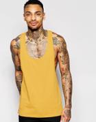 Asos Vest With Extreme Racer Back In Yellow - Yellow