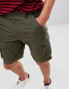 Brave Soul Cotton Canvas Cargo Short - Green