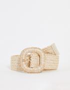 Pieces Straw Buckle Belt In Natural-neutral