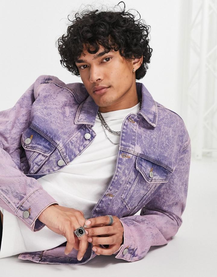 Asos Design Classic Fit Denim Jacket In Light Purple Wash