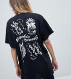 Crooked Tongues Oversized T-shirt In Black With Physic Print - Black