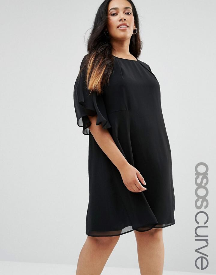 Asos Curve Mini Swing Tea Dress - Black
