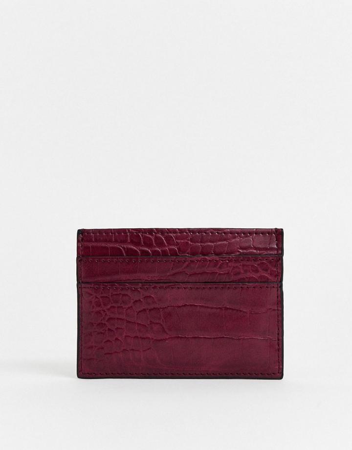 Pieces Croc Faux Leather Card Holder-brown