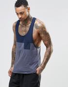 Asos Vest With Contast Yoke And Pocket In Extreme Racer Back In Navy - Navy