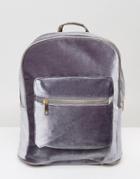 7x Velvet Backpack With Front Zip - Gray